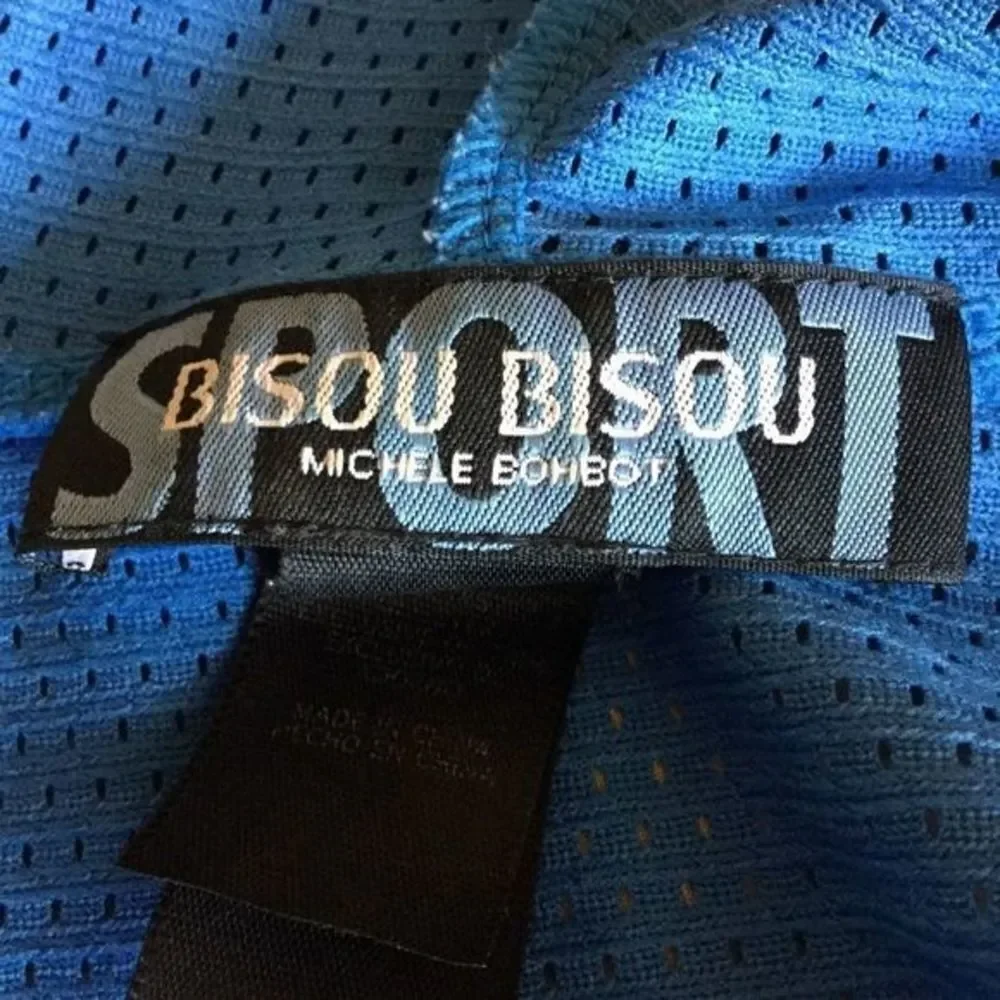 Bisou Bisou Sport Marine Blue‎ Perforated Zip Front Hoodie M